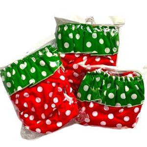 Cloth Diaper One Size OS Red Green Strawberry Reusable Diapers 3-Pack